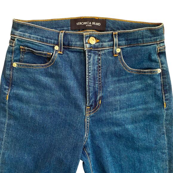 Veronica Beard Carson Ankle Kick Flare Jeans Sz 28 Bright Blue Stretch High Rise - Picture 3 of 8